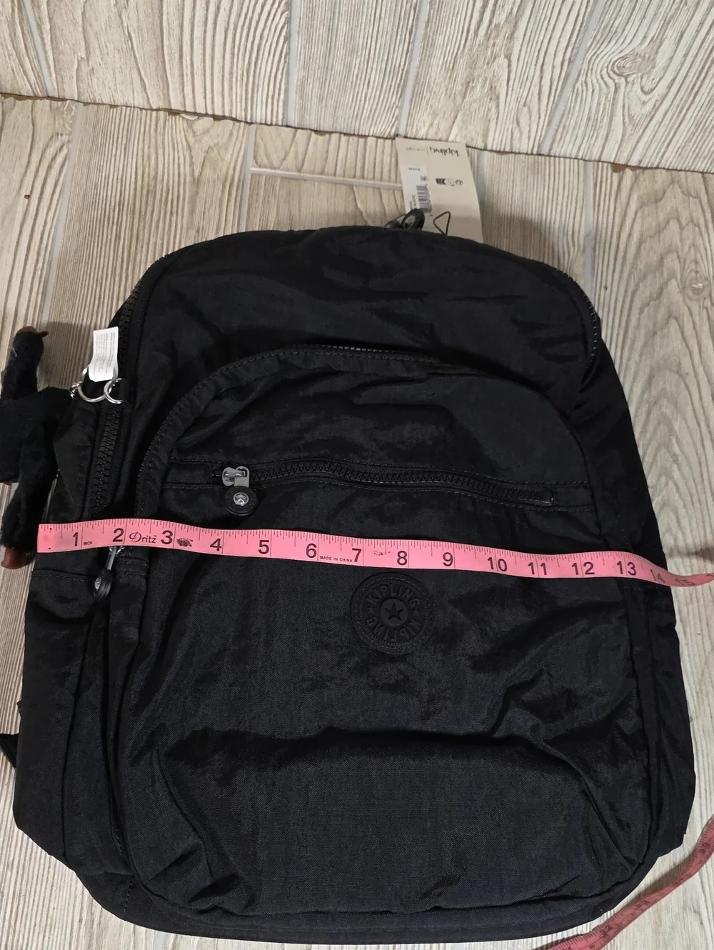 Kipling Seoul Laptop Backpack in True Black Monkey Keychain NWT